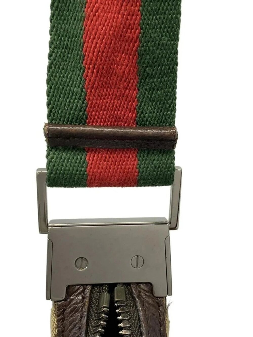 GUCCI GG Pattern, Shelly (Web) Beige Dark Brown Multi Jacquard Leathe - Picture 9 of 14